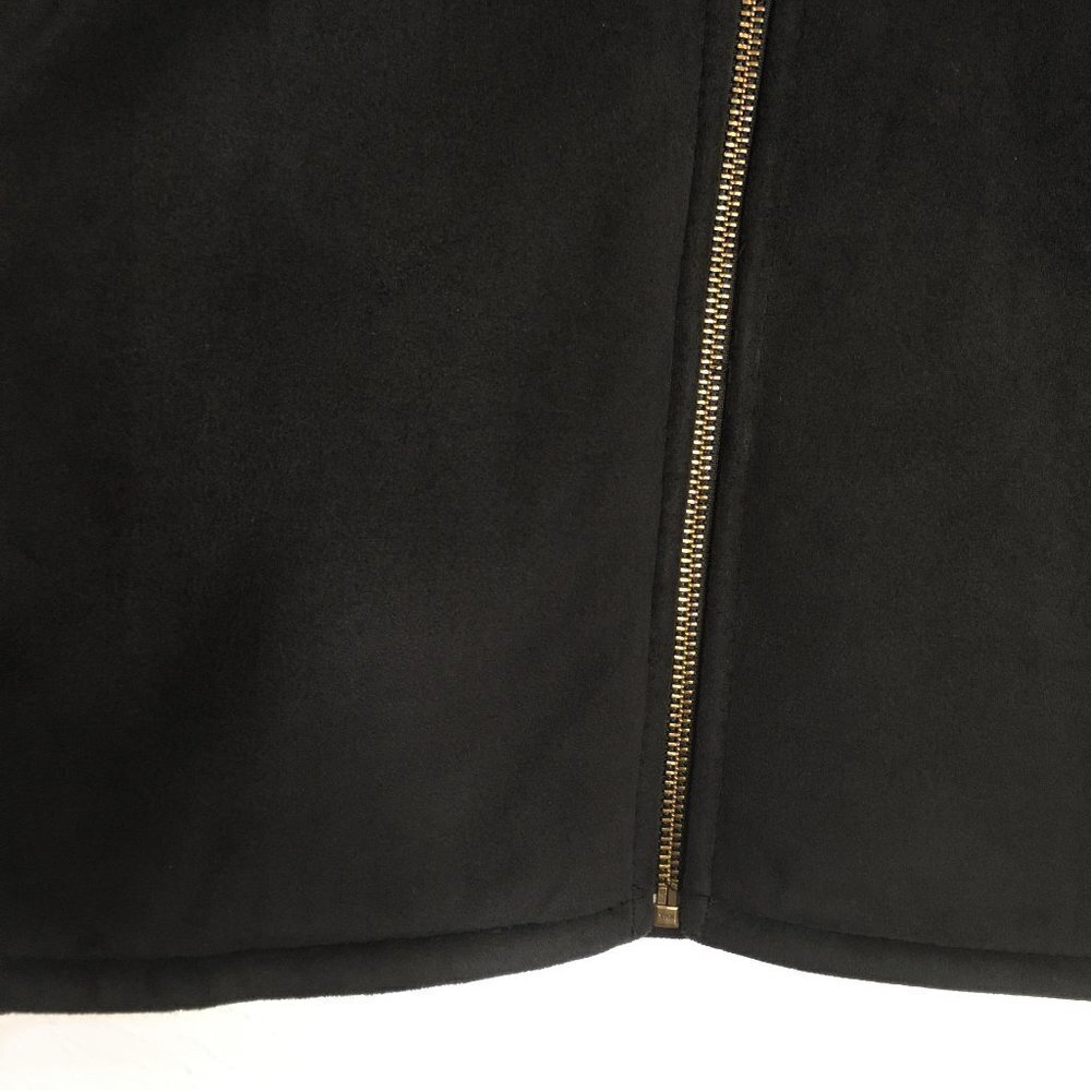 COUNTY CLOTHING CO. Faux Suede Sherpa Lined Zip Up Shearling Jacket Black MEDIUM - Picture 10 of 12